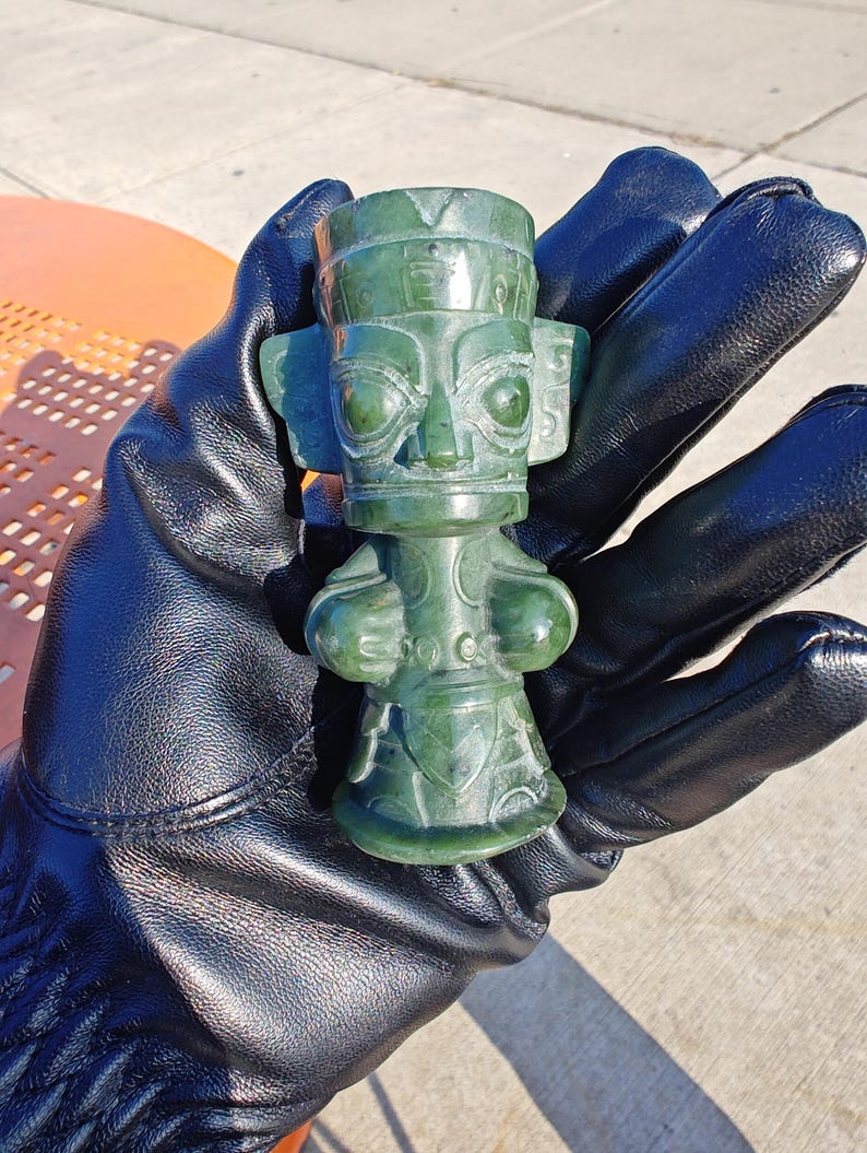 Hand Carved Lab Certified Canadian Yukon Nephrite Jade Sanxingdui Ruin Little Guy - Image 7