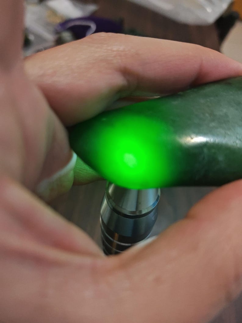 Authentic Siberian Blueish-Green Nephrite Jade Palm Stone - Image 10