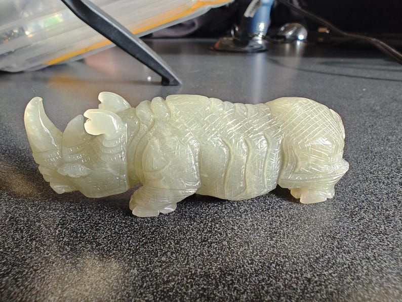 Certified Authentic Nephrite Jade Hand Carved Rhino (Not Big Sur Jade)