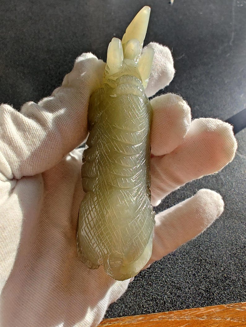 Certified Authentic Nephrite Jade Hand Carved Rhino (Not Big Sur Jade) - Image 5