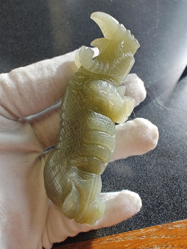 Certified Authentic Nephrite Jade Hand Carved Rhino (Not Big Sur Jade) - Image 6