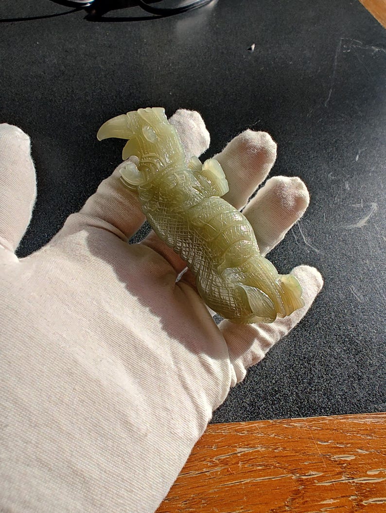 Certified Authentic Nephrite Jade Hand Carved Rhino (Not Big Sur Jade) - Image 9