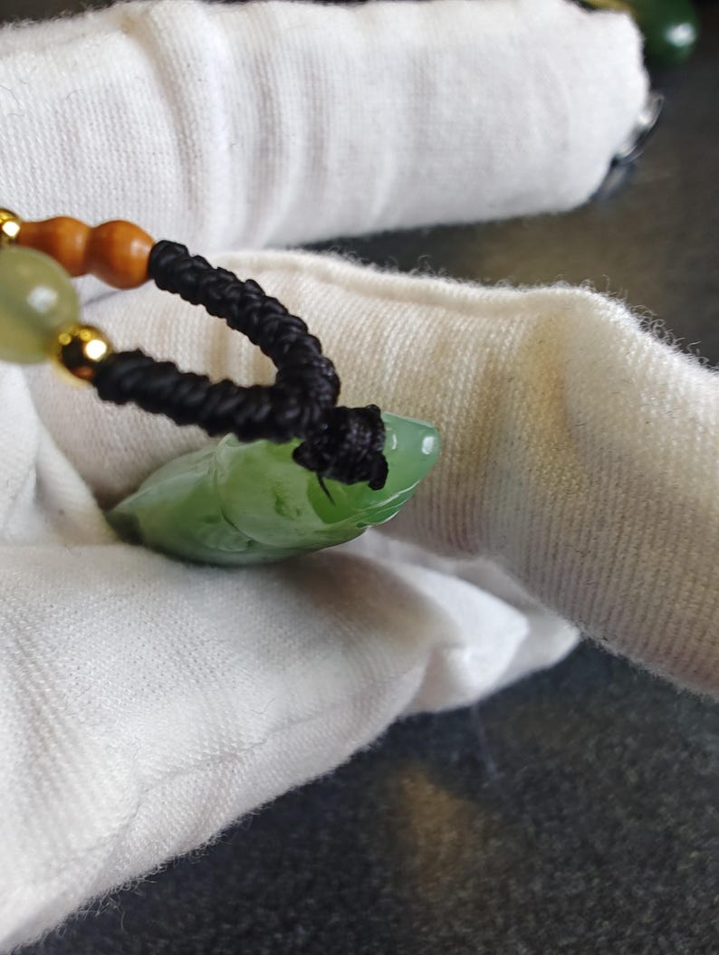 Certified Authentic Siberian Icy Light-Green Nephrite Jade Hand Carved Fish Pendant - Image 8