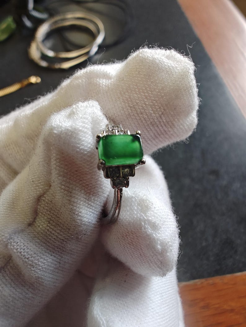 Guatemalan Jadeite Jade Ring, Silver925, Adjustable Size - Image 4
