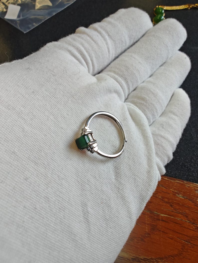 Guatemalan Jadeite Jade Ring, Silver925, Adjustable Size - Image 6