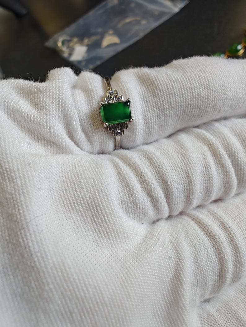 Guatemalan Jadeite Jade Ring, Silver925, Adjustable Size - Image 10