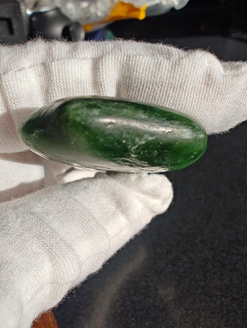 Authentic Siberian Blueish-Green Nephrite Jade Palm Stone - Image 6