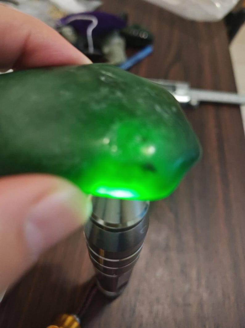 Authentic Siberian Blueish-Green Nephrite Jade Palm Stone - Image 9