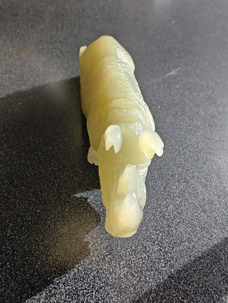 Certified Authentic Nephrite Jade Hand Carved Rhino (Not Big Sur Jade) - Image 2