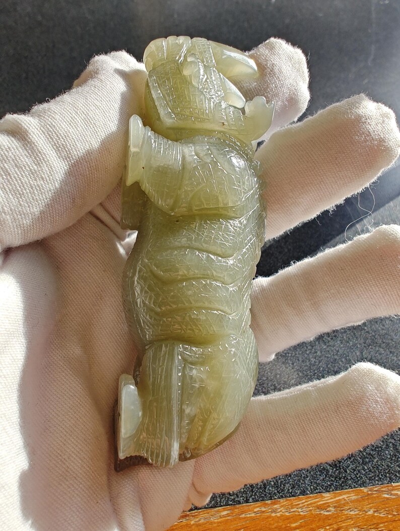 Certified Authentic Nephrite Jade Hand Carved Rhino (Not Big Sur Jade) - Image 8