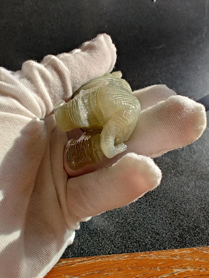 Certified Authentic Nephrite Jade Hand Carved Rhino (Not Big Sur Jade) - Image 7
