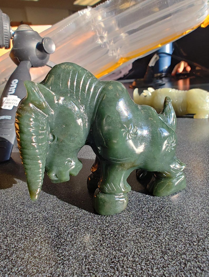Certified Authentic Nephrite Jade Hand Carved Abstract Cow (Not Big Sur Jade)