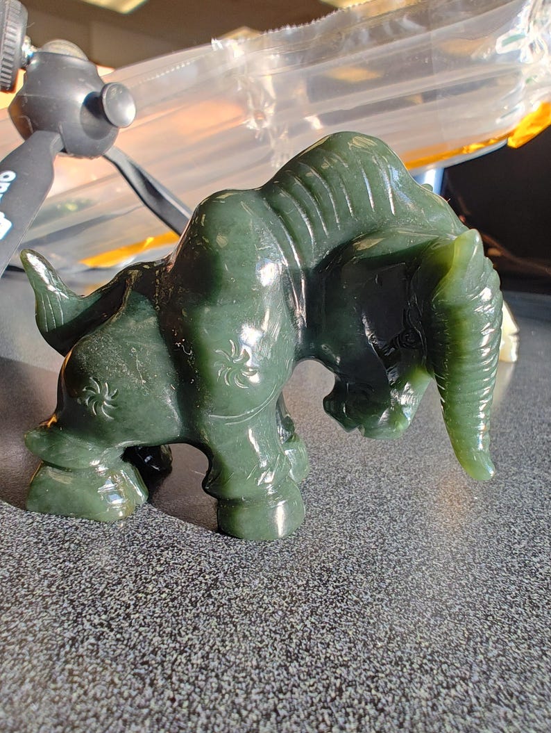 Certified Authentic Nephrite Jade Hand Carved Abstract Cow (Not Big Sur Jade) - Image 2