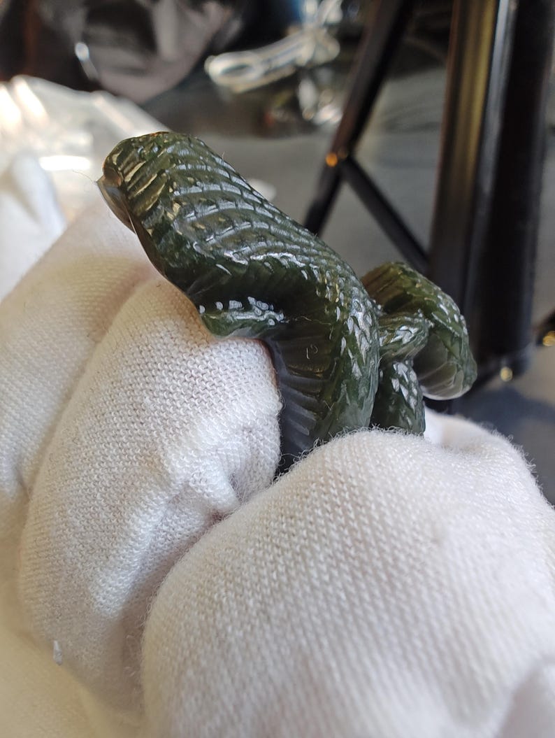 Certified Handcarved Authentic Nephrite Jade King Cobra Ring - size 10.5 - Image 8