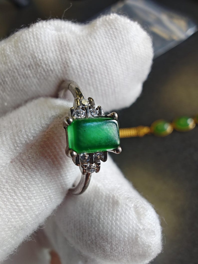 Guatemalan Jadeite Jade Ring, Silver925, Adjustable Size - Image 5