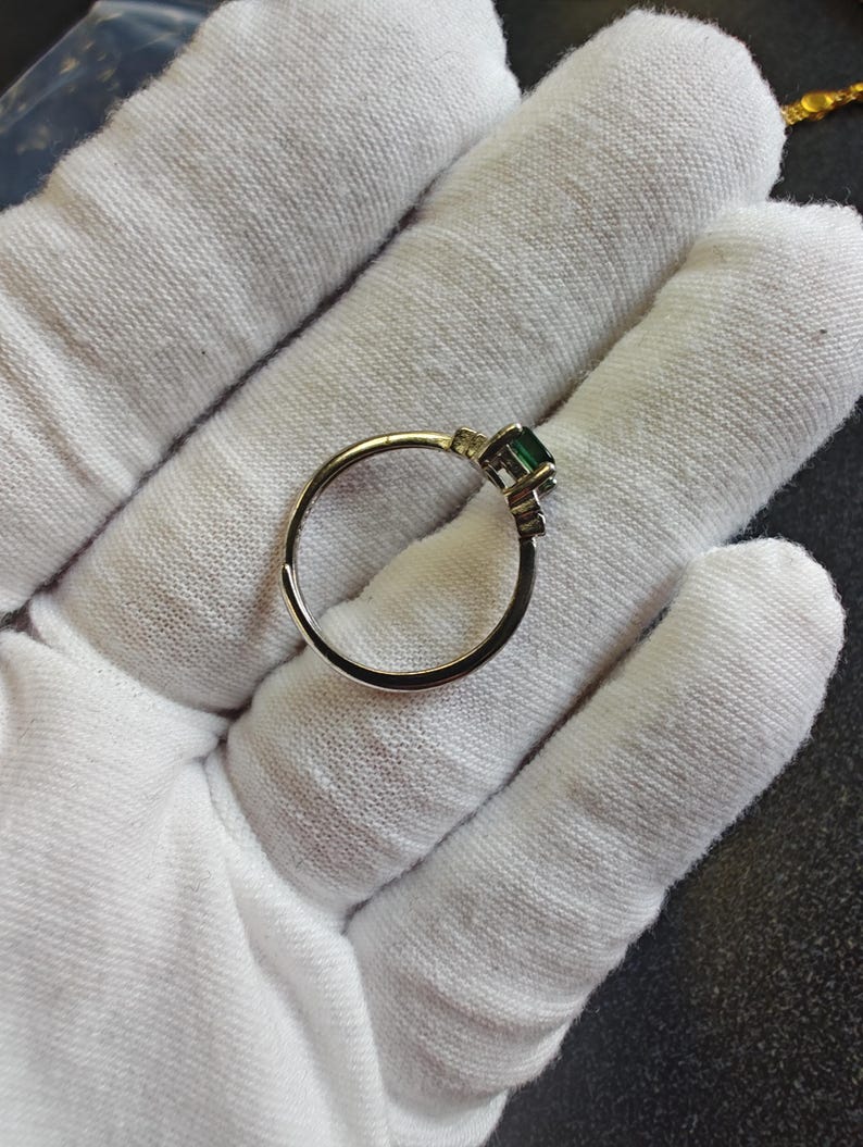 Guatemalan Jadeite Jade Ring, Silver925, Adjustable Size - Image 7