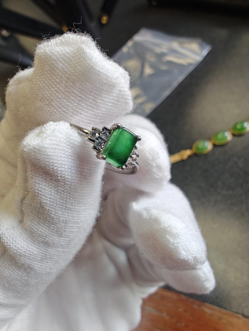 Guatemalan Jadeite Jade Ring, Silver925, Adjustable Size