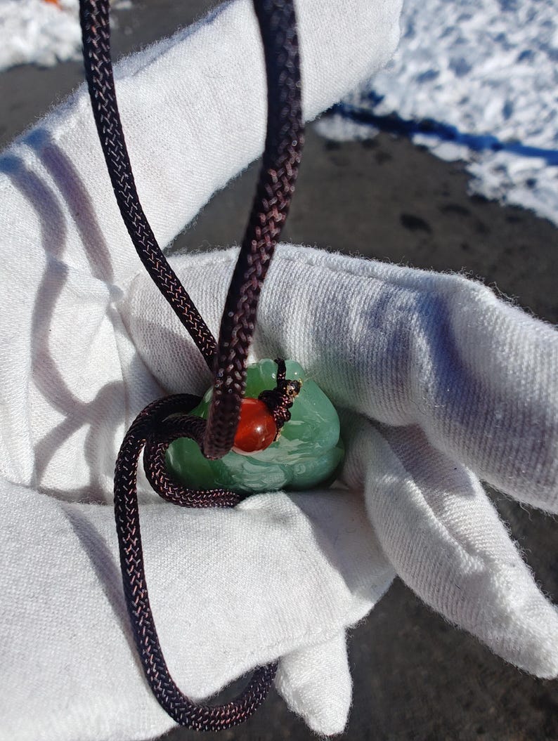 Certified Authentic Siberian Icy Light-Green Nephrite Jade Hand Carved Fish Pendant - Image 6