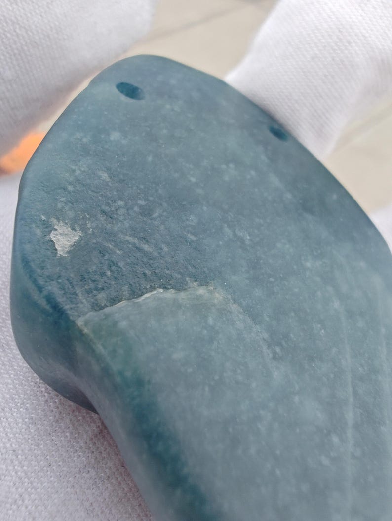 Guatemalan Jadeite Jade Ram Pendant, Hand Carved Cat's Eye Alien Pendant - Image 5