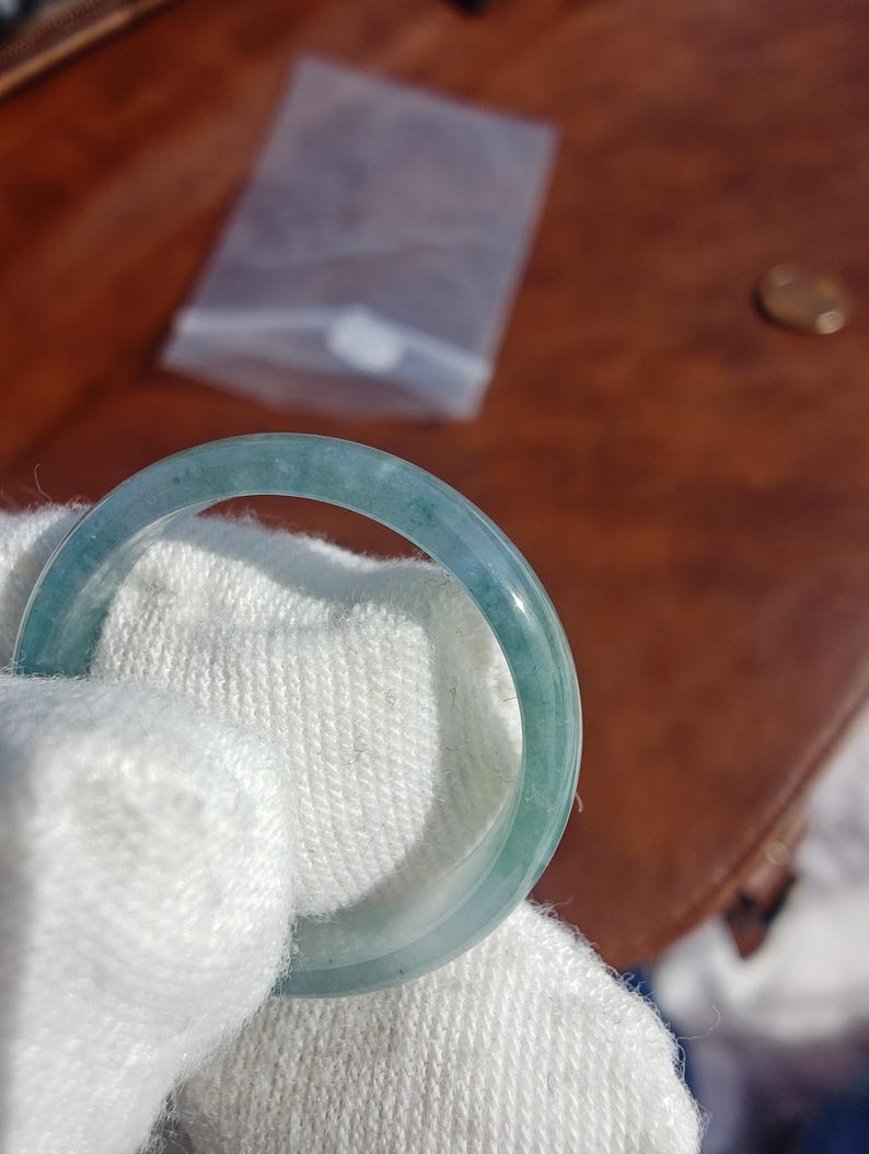 Icy! Certified Handmade Guatemalan Icy Jadeite Jade Ring US Size 8 - Image 4