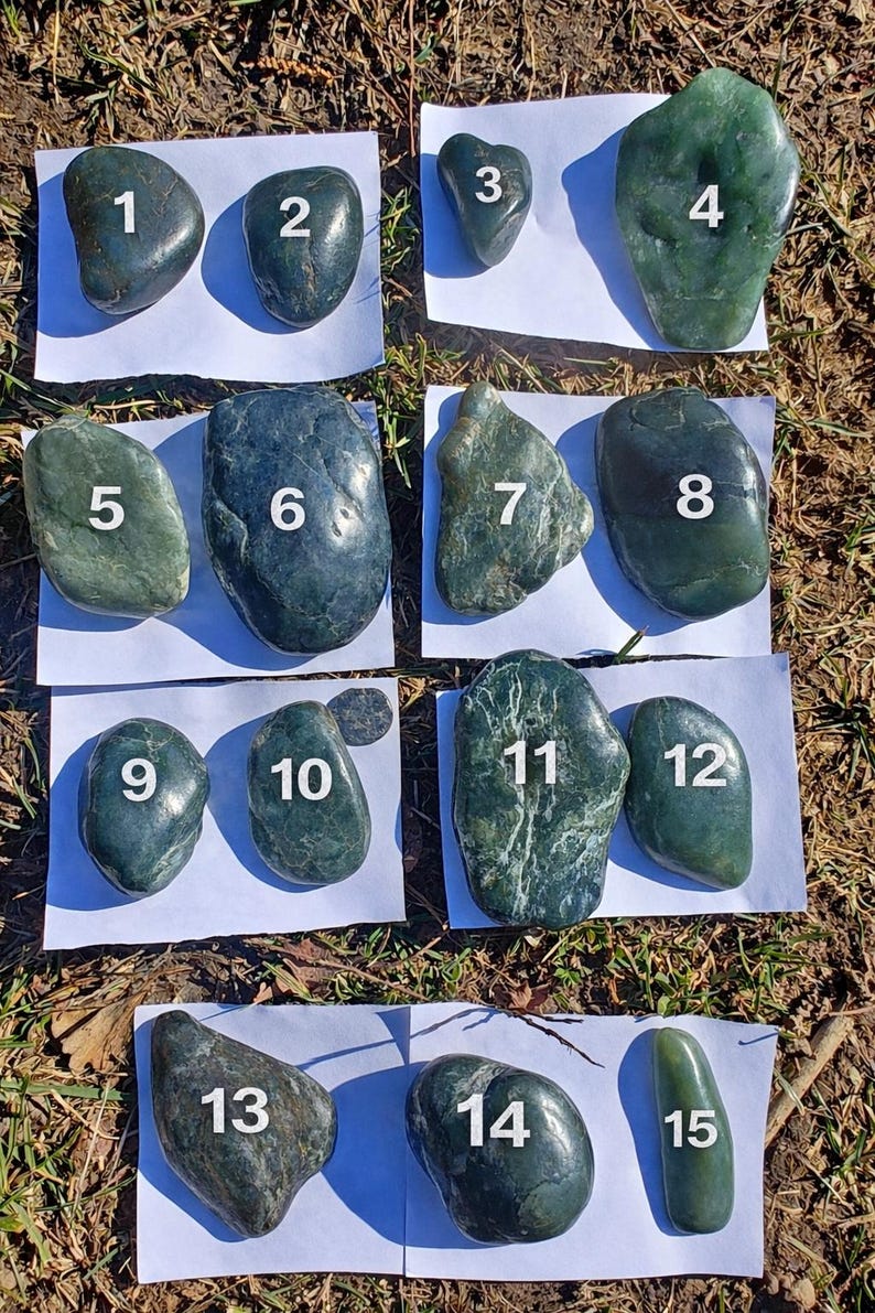 Ocean Polished Nephrite Jade Pebbles: Californian Big Sur Jade Stones