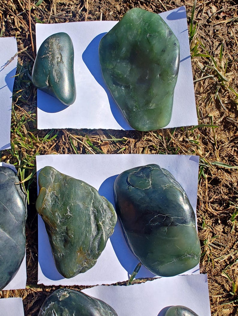 Ocean Polished Nephrite Jade Pebbles: Californian Big Sur Jade Stones - Image 4