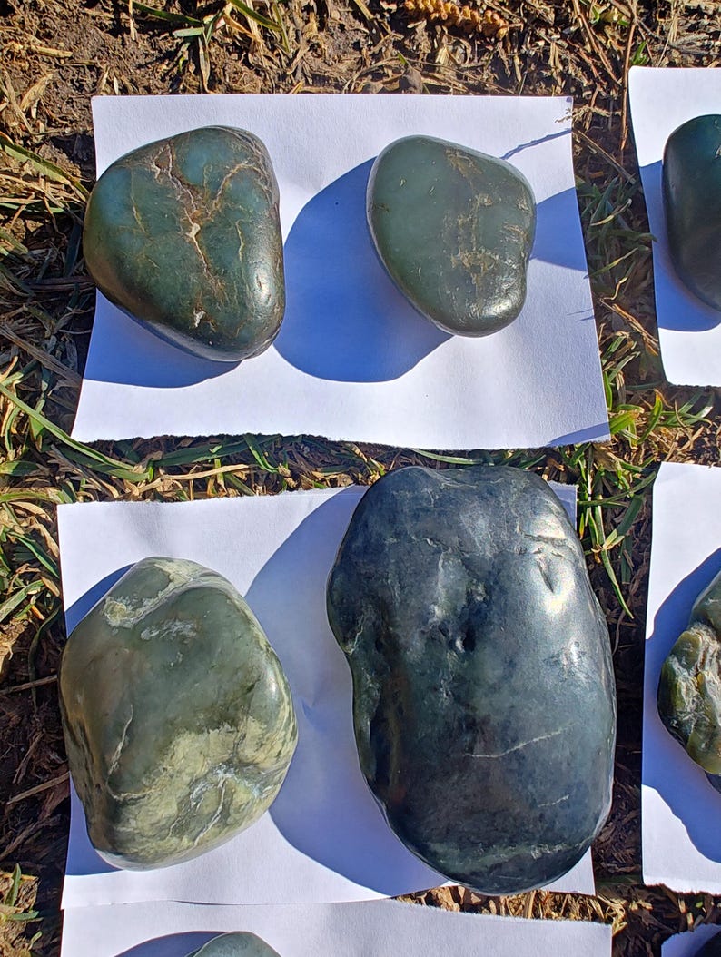 Ocean Polished Nephrite Jade Pebbles: Californian Big Sur Jade Stones - Image 8