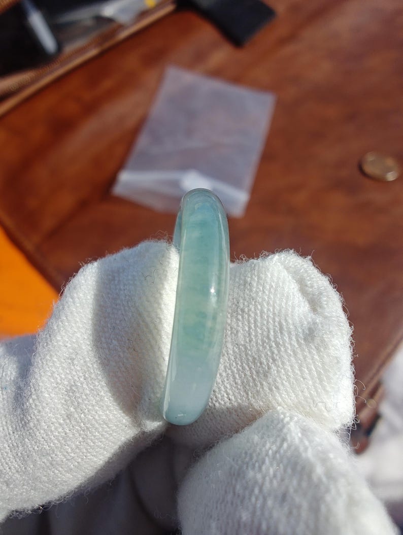 Icy! Certified Handmade Guatemalan Icy Jadeite Jade Ring US Size 8 - Image 5