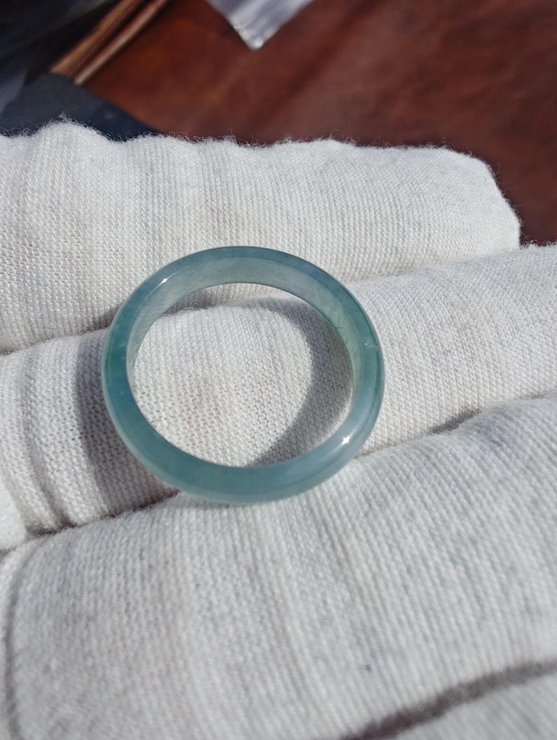 Icy! Certified Handmade Guatemalan Icy Jadeite Jade Ring US Size 8