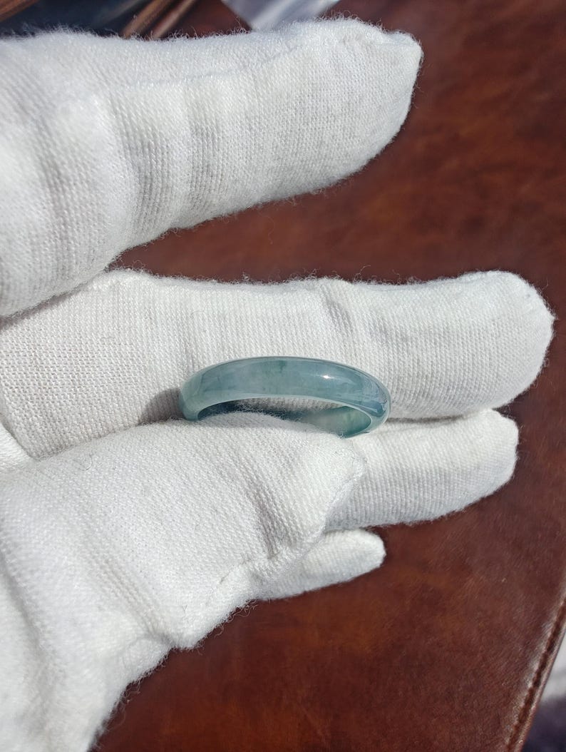 Icy! Certified Handmade Guatemalan Icy Jadeite Jade Ring US Size 8 - Image 7