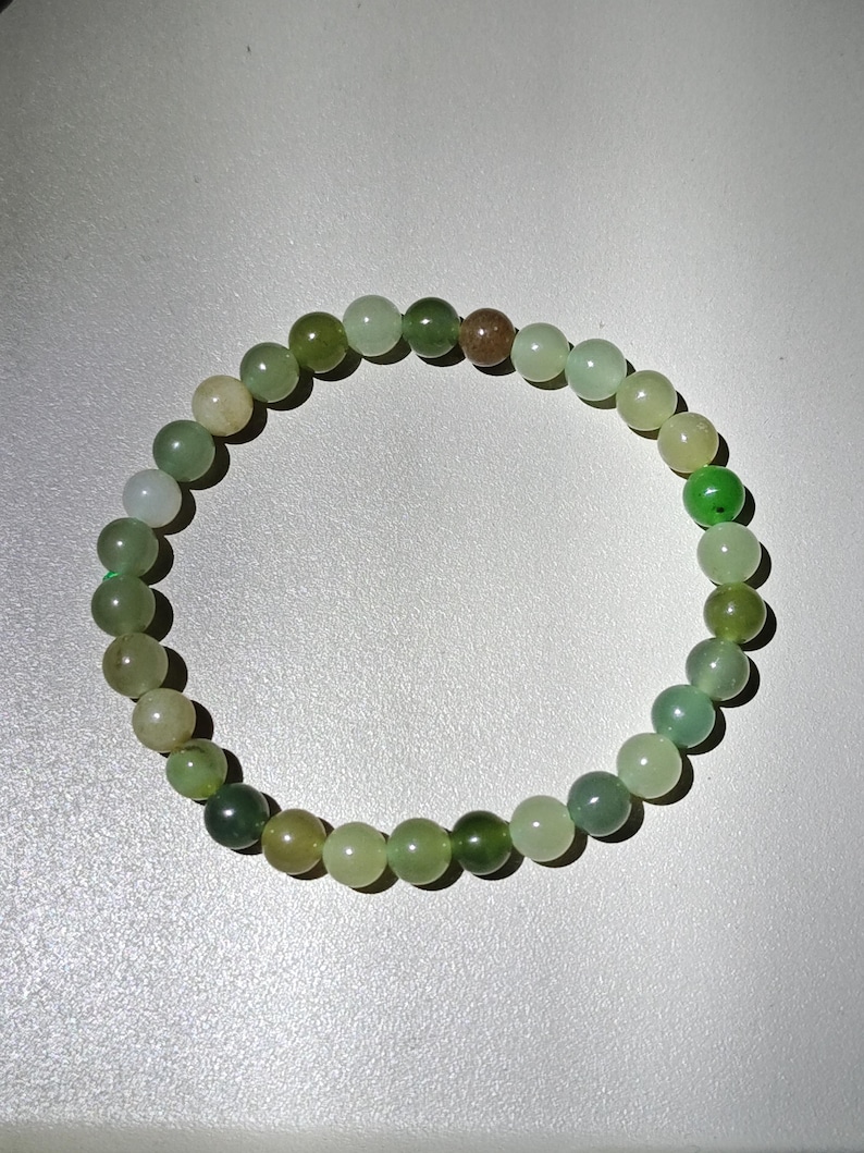Kunkun Mountain Nephrite Jade Beaded Bracelet 6mm
