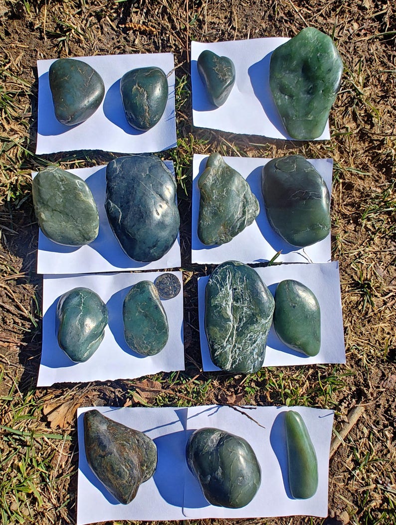 Ocean Polished Nephrite Jade Pebbles: Californian Big Sur Jade Stones - Image 2