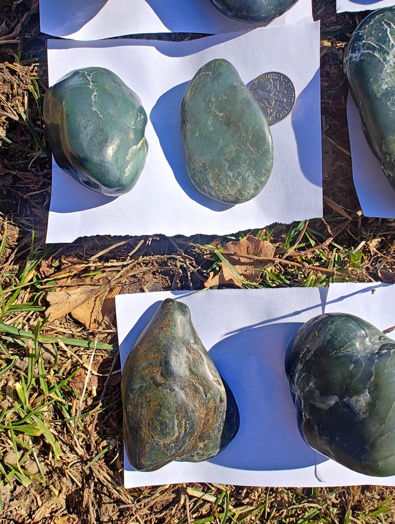 Ocean Polished Nephrite Jade Pebbles: Californian Big Sur Jade Stones - Image 5