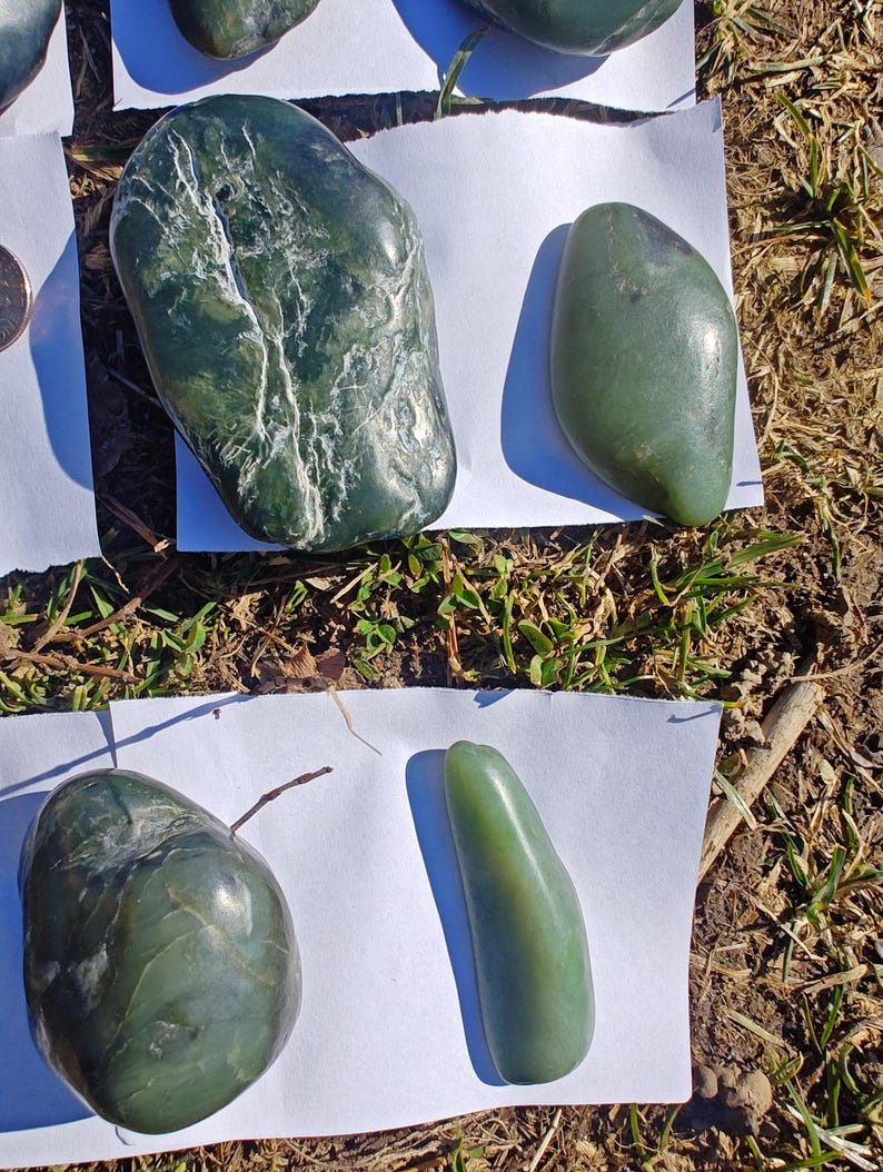 Ocean Polished Nephrite Jade Pebbles: Californian Big Sur Jade Stones - Image 6