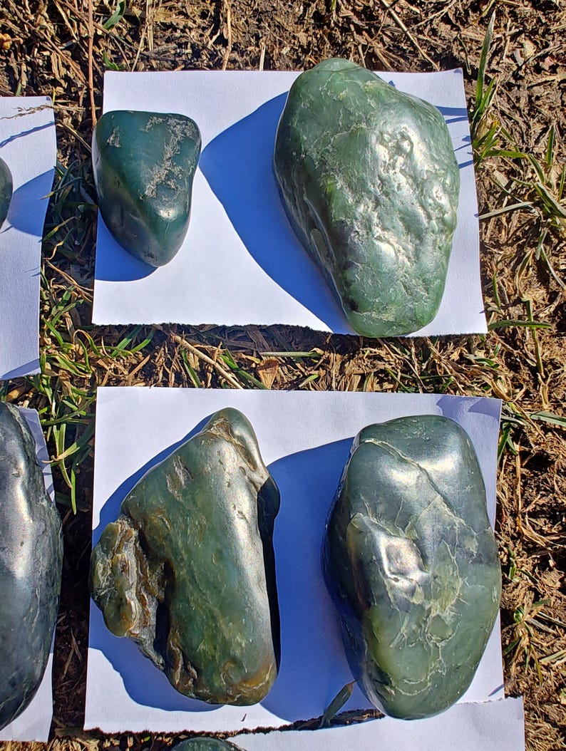 Ocean Polished Nephrite Jade Pebbles: Californian Big Sur Jade Stones - Image 9