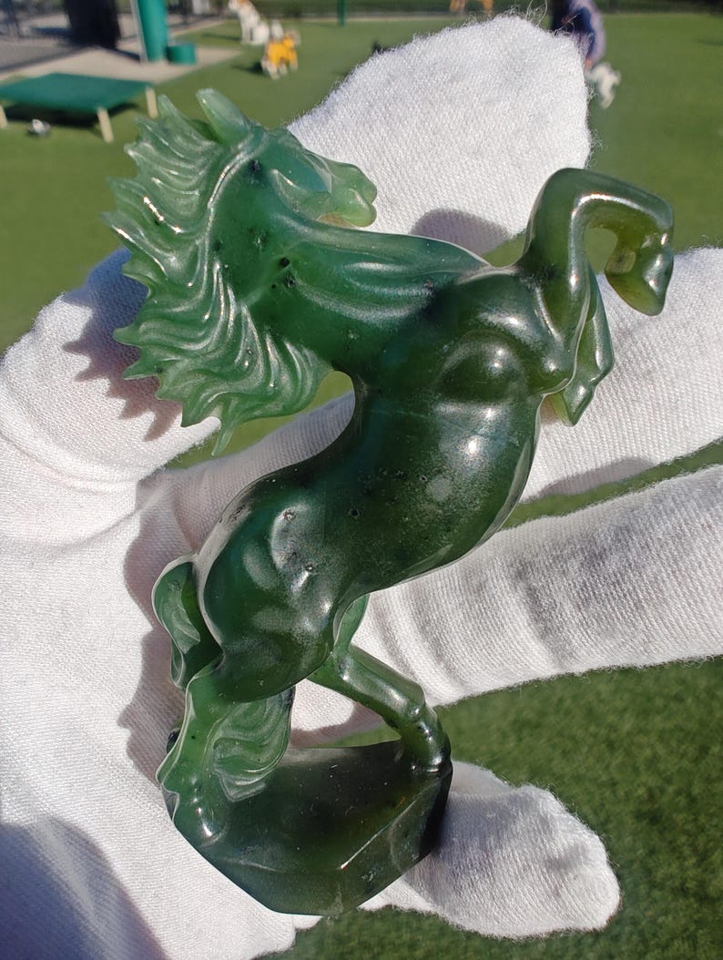 Mac's Jade Brand Handcrafted Certified Himalayan Nephrite Jade Horse (Medium) - Image 6