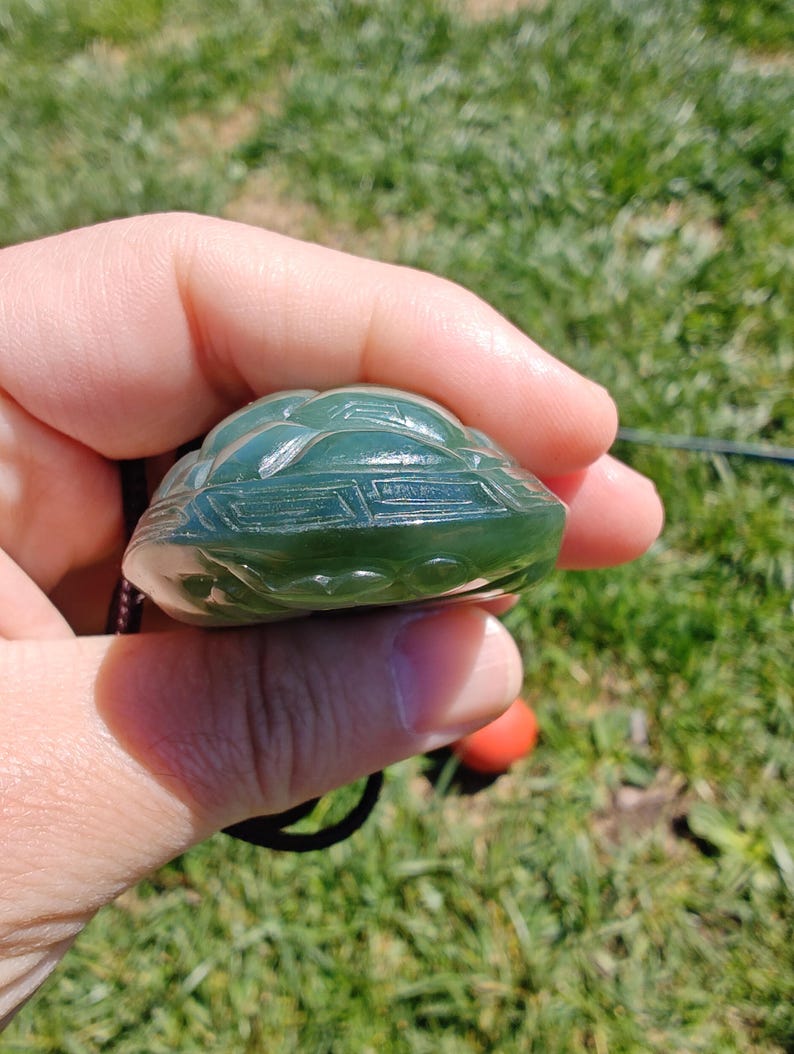 Certified Hand Carved Siberian Chatoyancy Nephrite Jade Dragon Turtle - Image 5