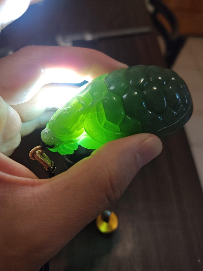 Certified Hand Carved Siberian Chatoyancy Nephrite Jade Dragon Turtle - Image 9
