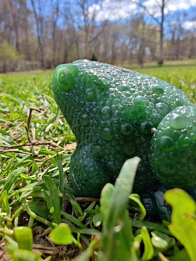 Certified Handmade Authentic Canadian Icy Nephrite Jade Frog (Yukon Jade) - Image 2