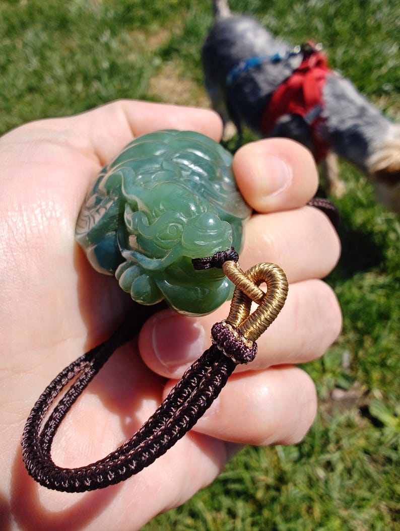 Certified Hand Carved Siberian Chatoyancy Nephrite Jade Dragon Turtle - Image 8