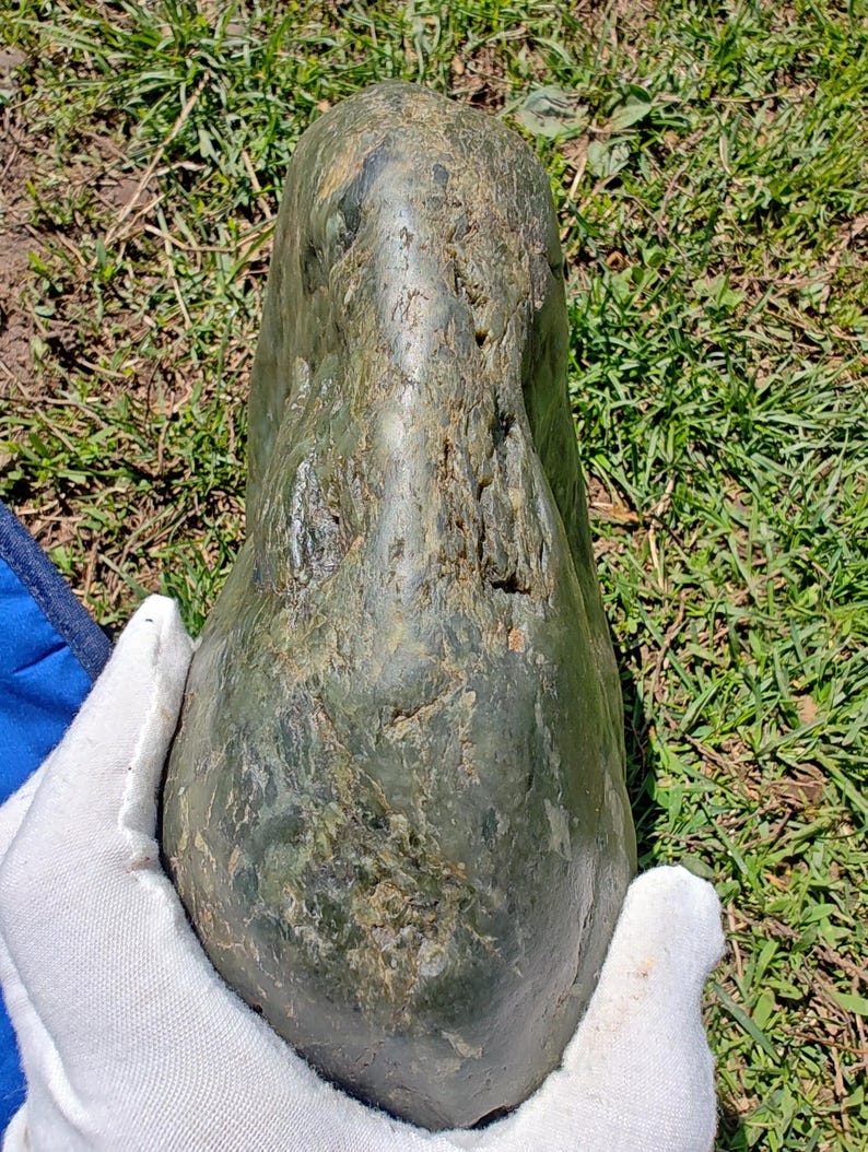 Huge Dive Piece! Ocean Polish Big Sur Nephrite Jade Boulder , Almost 14lbs - Image 5