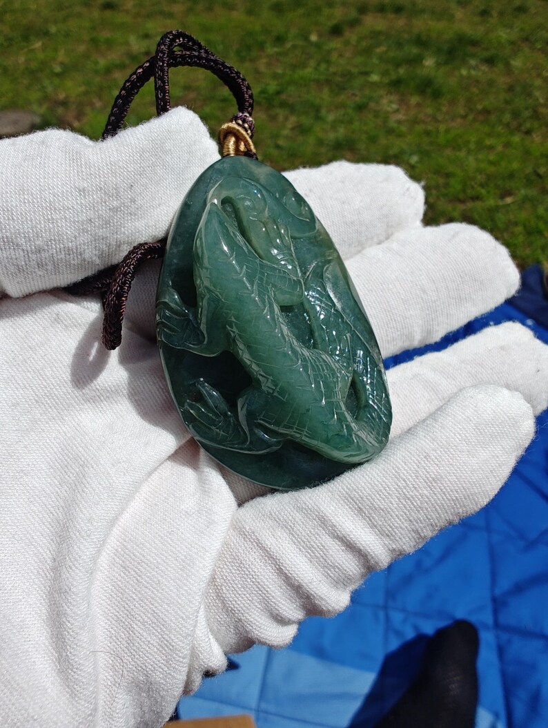 Certiy Guatemalan Icy Jadeite Jade Lizard - Image 10