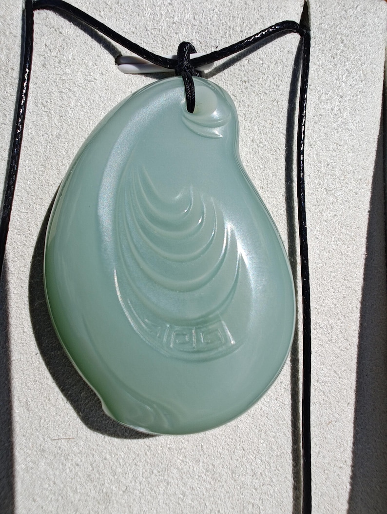 Siberian Nephrite Jade Ruyi Pendant – Light-Cyan, 3-Zero Grade, Natural Untreated