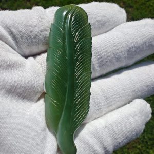 Certified Handmade Authentic Nephrite Jade Feather Pendant