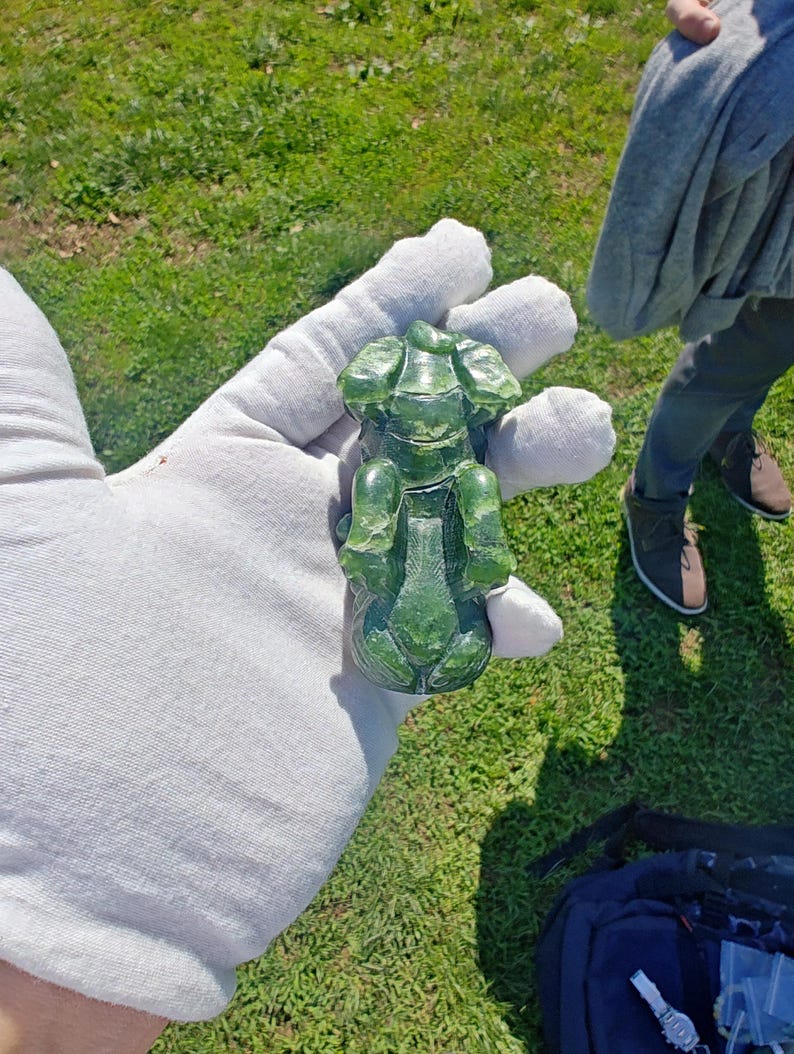 Certified Handmade Authentic Canadian Yukon Icy Nephrite Jade Puppy Dog Carving - Image 7