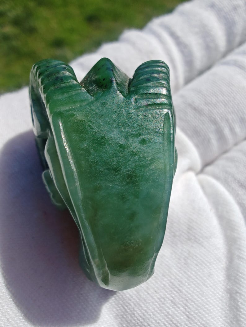 Canadian Nephrite Jade Ram Head Pendant, Hand Carved, Lab Certified - Image 3