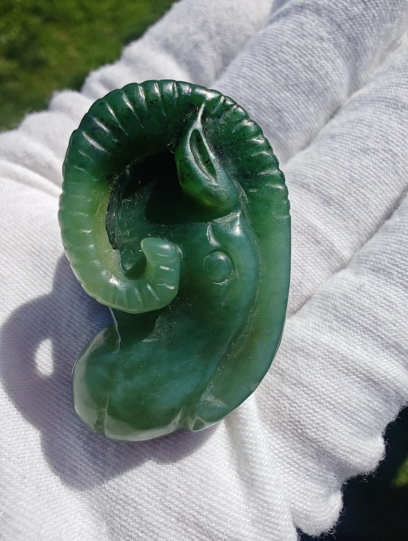 Canadian Nephrite Jade Ram Head Pendant, Hand Carved, Lab Certified