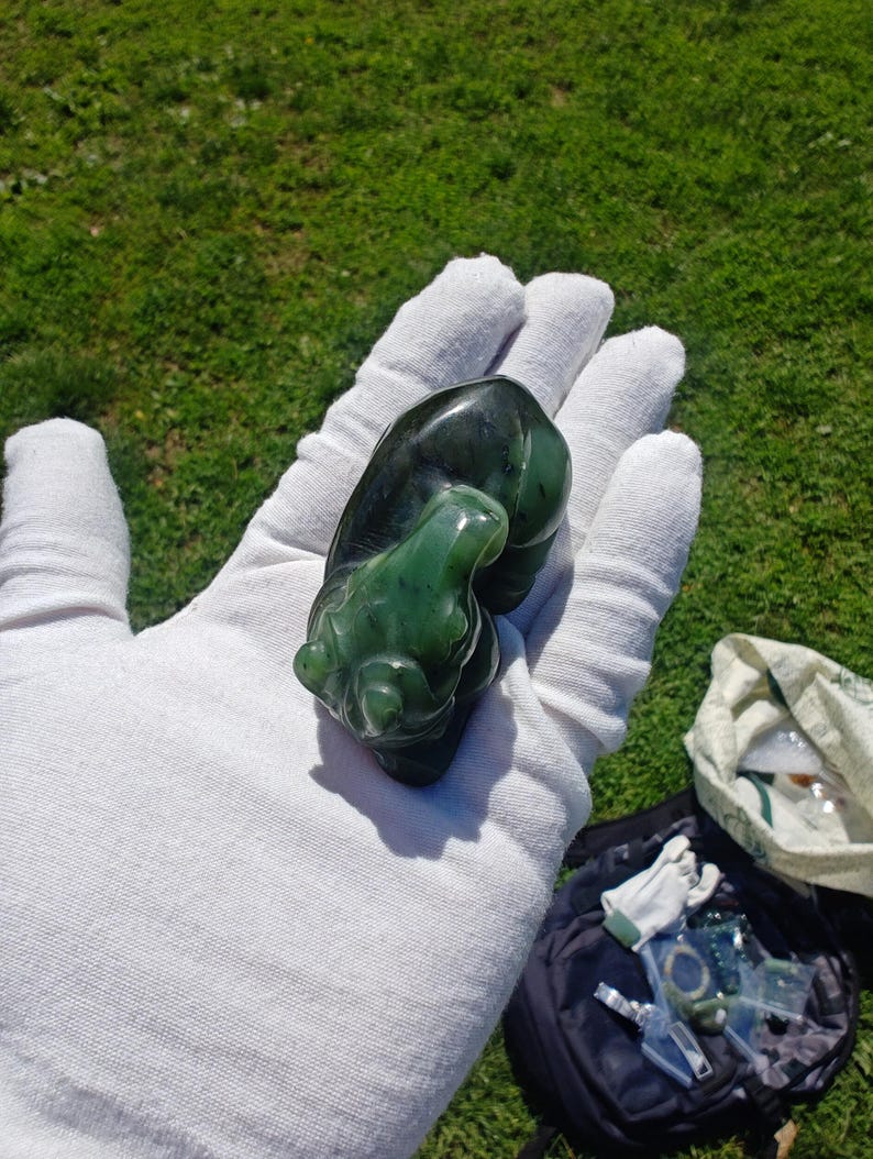 Certified Hand Carved Nephrite Jade Horse Lying Down - Image 8