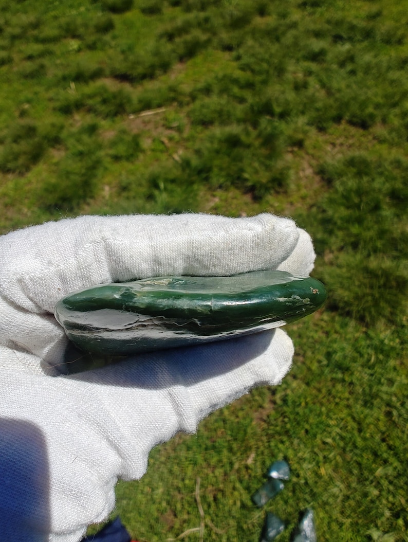 Icy! Authentic Big Sur Jade Tumbled Palm Stone - Image 4