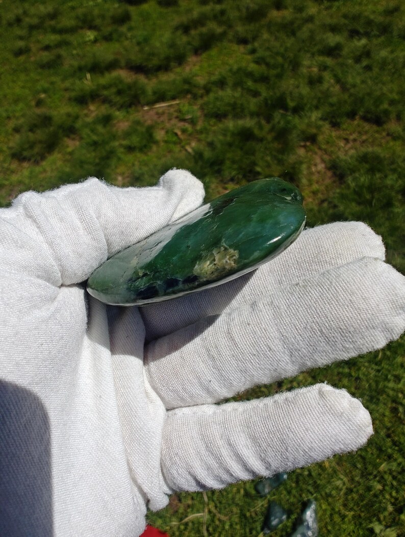 Icy! Authentic Big Sur Jade Tumbled Palm Stone - Image 5